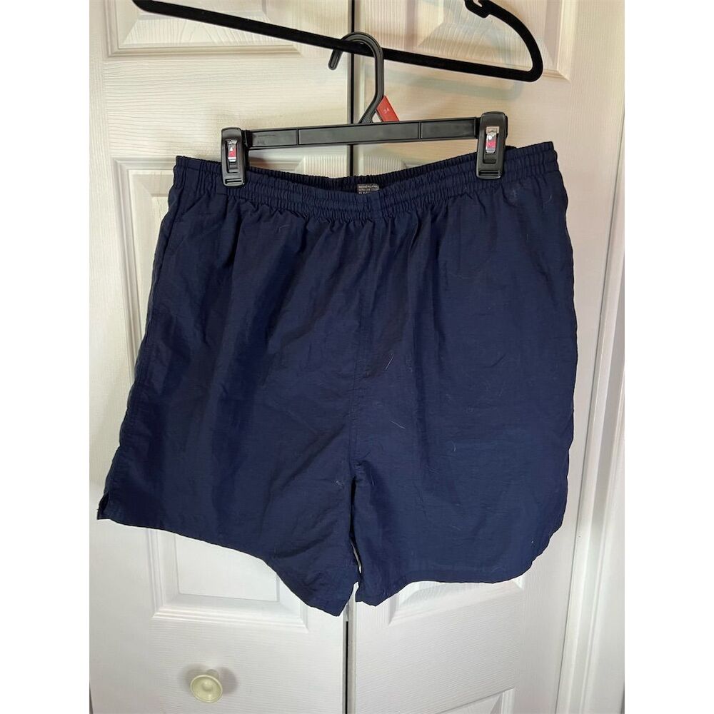 Vintage Pro Spirit Men's Navy Blue Nylon Sweat Shorts Size L Elastic Wai…